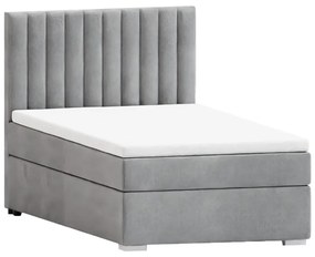 Letto singolo imbottito con contenitore grigio chiaro con materasso e topper inclusi 100x200 cm Bunny – Ropez