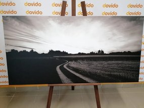 Stampa su tela – Tramonto sul paesaggio in bianco e nero