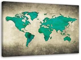 Quadro su tela, Mappa del mondo verde  Dimensioni Tappeti 90x60