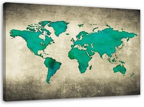 Quadro su tela, Mappa del mondo verde