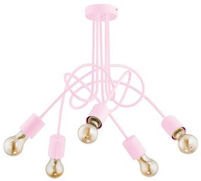 Lampadario a plafone per bambini TANGO 5xE27/60W/230V rosa