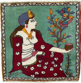 Shiraz Tappeto persiano 70 x 70 Rosso (Iran) Annodato A Mano