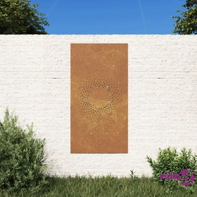 vidaXL Decorazione Muro da Giardino 105x55 cm Sole in Acciaio Corten
