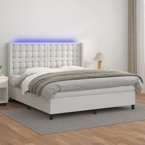 Giroletto Molle Con Materasso E Led Bianco 160x200cm Similpelle /