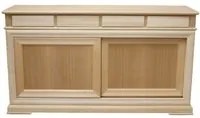 Credenza 2 porte scorrevoli 4 cassetti legno grezzo 180x48x100 - Mobili 2G