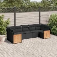 Set Divani da Giardino con Cuscini 7pz Nero Polyrattan 3227945