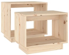 Tavolini da salotto ad incastro 2 pz in legno di pino