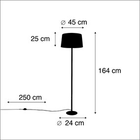 Lampada da terra nera con paralume in lino color tortora 45 cm - Simplo