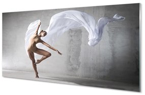 Quadro su vetro Donna che balla tessuto bianco 100x50 cm