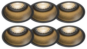 Set di 6 faretti da incasso moderni neri - Dept