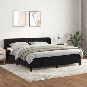 Giroletto A Molle Con Materasso Nero 160x200 Cm İn Velluto /