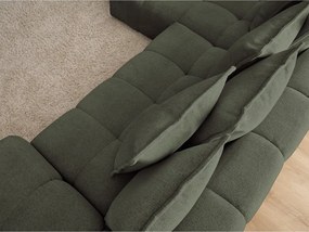 Divano angolare verde allungabile e con contenitore (penisola a sinistra/chaise lounge) con rivestimento in ciniglia Everest – Bobochic Paris