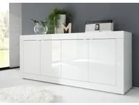 Credenza Moderna, Madia bianca laccata lucida a 4 ante ZLCBSC-MDM-BB4