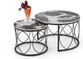 Set di 2 Tavolini da caffè Alexandra effetto marmo nero/nero