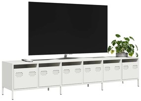 Mobile Tv Bianco 202x39x43,5 Cm İn Acciaio Laminato A Freddo /