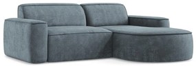 Divano angolare blu polveroso (con penisola a destra/con chaise lounge) con rivestimento in ciniglia Omao – Makamii