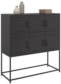 Credenza nera 100,5x39x107 cm in acciaio laminato a freddo