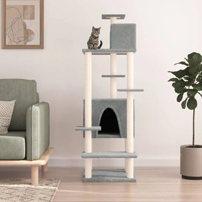 Albero per gatti con tiragraffi in sisal grigio chiaro 154 cm