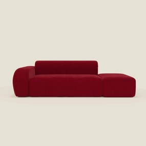 BonBon Divano modulare componibile – Composizione con pouf terminale in tessuto smacchiabile T23 bordeaux
