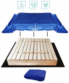 Sabbiera chiusa per bambini con panchine 140 x 140 cm