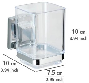 WENKO 22680100 -Bicchiere VACUUM-LOC QUADRO ED 7,5x10 cm argento/cromo lucido/trasparente