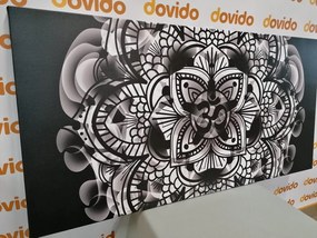 Quadro su tela – Mandala della salute in bianco e nero