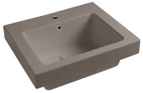 Lavabo da incasso con bordo a vista rettangolare vasca centrale Alaqua L 60 x H 25 x P 21 cm in ceramica marrone opaco