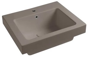 Lavabo da incasso con bordo a vista rettangolare vasca centrale Alaqua L 60 x H 25 x P 21 cm in ceramica siena matt