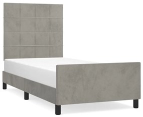 Giroletto con testiera grigio chiaro 80x200 cm in velluto