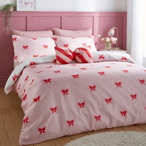 Set copripiumino e federa rosa per letto matrimoniale 200x200 cm Dotty Bows – Sassy B