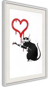 Poster  Banksy: Love Rat  Cornice Quadri Cornice nera con pass-partout, Larghezza x Altezza Home decor 40x60