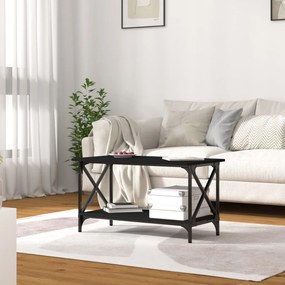 Tavolino da salotto nero 80x45x45 cm legno multistrato e ferro