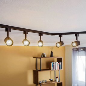 Sistema binario monofase Prios Jorell, nero, a 5 luci, GU10 Jorell PRIOS, dimmerabile, Nero, Soggiorno / Sala da pranzo, Alluminio, Moderno, Lampada a binario