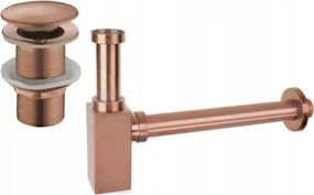 Mexen semisifone per lavabo quadrato con tappo clic-clac, senza troppo pieno, oro rosa - 7991060-60
