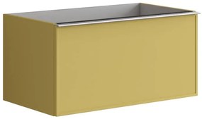 Mobile da bagno sotto lavabo Pixel frame giallo laccato L 80 x H 40 x P 45.5 cm 2 cassetti, lavabo non incluso