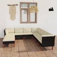 Set Divani da Giardino 9 pz con Cuscini in Polyrattan Nero cod mxl 36236