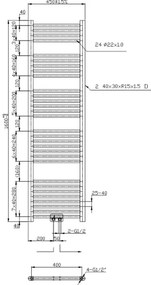 Novaservis - Radiatore scaldasalviette a scaletta per bagno 648W/230V 160x45 cm, nero, dritto
