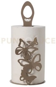 Porta rotoli da cucina farfalloso beige in ferro 15x33hcm