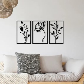 SET 3x Decorazione da muro 78x39 cm fiori metallo