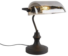 Lampada da notaio classica nera con vetro a specchio fumè - Banker