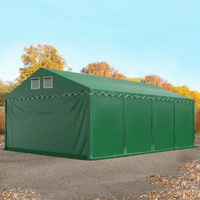 TOOLPORT 5x8 m tenda capannone, altezza 2,6m, PVC 800, telaio perimetrale, verde scuro, con statica (sottofondo in terra) - (58592)