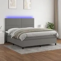 Letto a Molle Materasso e LED Grigio Scuro 180x200cm in Tessuto cod mxl 48512