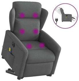Poltrona Alzapersona Massaggi Elettrica Grigio Scuro Tessuto /