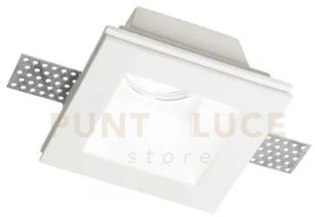 Samba square faretto da incasso 1 luce attacco gu10 11x11cm in gess...