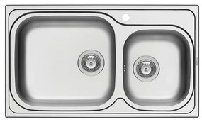 Lavello integrato 2 vasche DELINIA Amaltia inox L 50 x L 86 cm argento