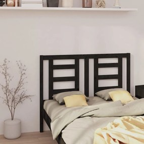 Testiera Per Letto Nera 141x4x100 Cm İn Legno Massello Di Pino /