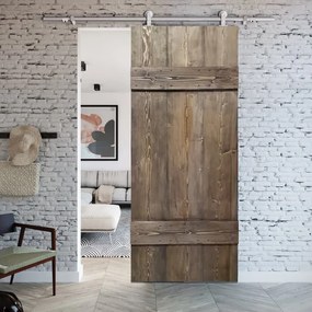 Porta scorrevole reversibile Barn Ebano in inox marrone, L 96 x H 215 cm, con binario Toledo