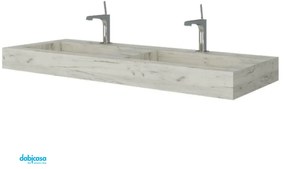 Savini Due "Idea" Top Lavabo Da 120x46 Cm Doppia Vasca Rovere Ghiaccio