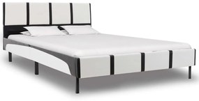 Letto con materasso nero e bianco in similpelle 90x200 cm