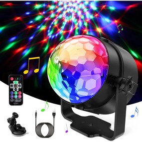 Luce sfera musicale Led 5W USB Multicolore rotante con telecomando Wisdom